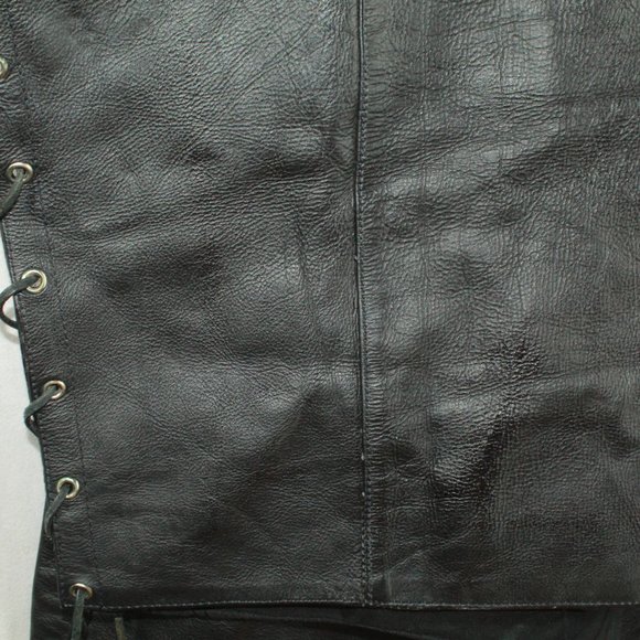 Hot Leathers Black Leather Snaps Soft Lining Braided Trim Biker Vest XXL - Picture 5 of 7